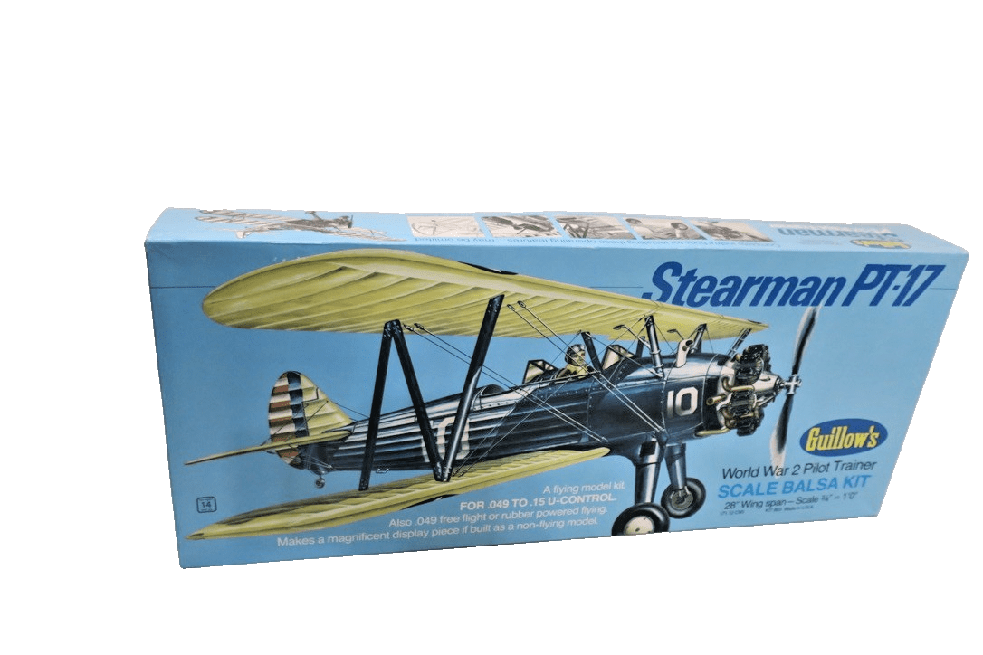 Stearman PT - 17 Guillows 803 Balsa Wood Airplane Model 1/16 - WISE GUYS HOBBIES LLC