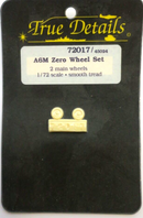 True Details 72017 A6M Zero Wheel Set 2 Main Wheels 1/72 Scale Smooth Tread