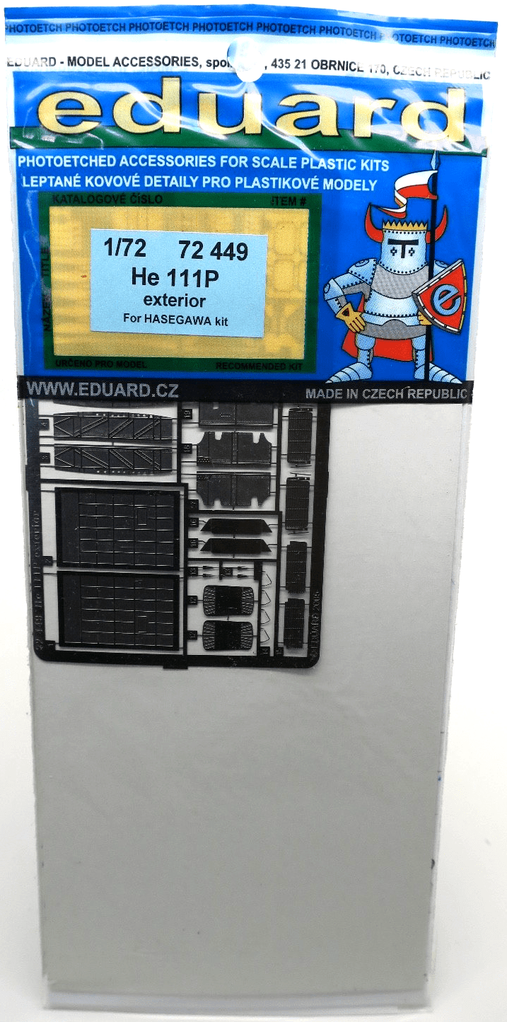 Eduard 1/72 He - 111P Exterior Photo - Etch Detail Set 72449 - WISE GUYS HOBBIES LLC