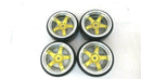 1/10 Scale On-Road 5 Spoke Gold w/ Chrome Lip Rims Hard Drift Tires Wheels 