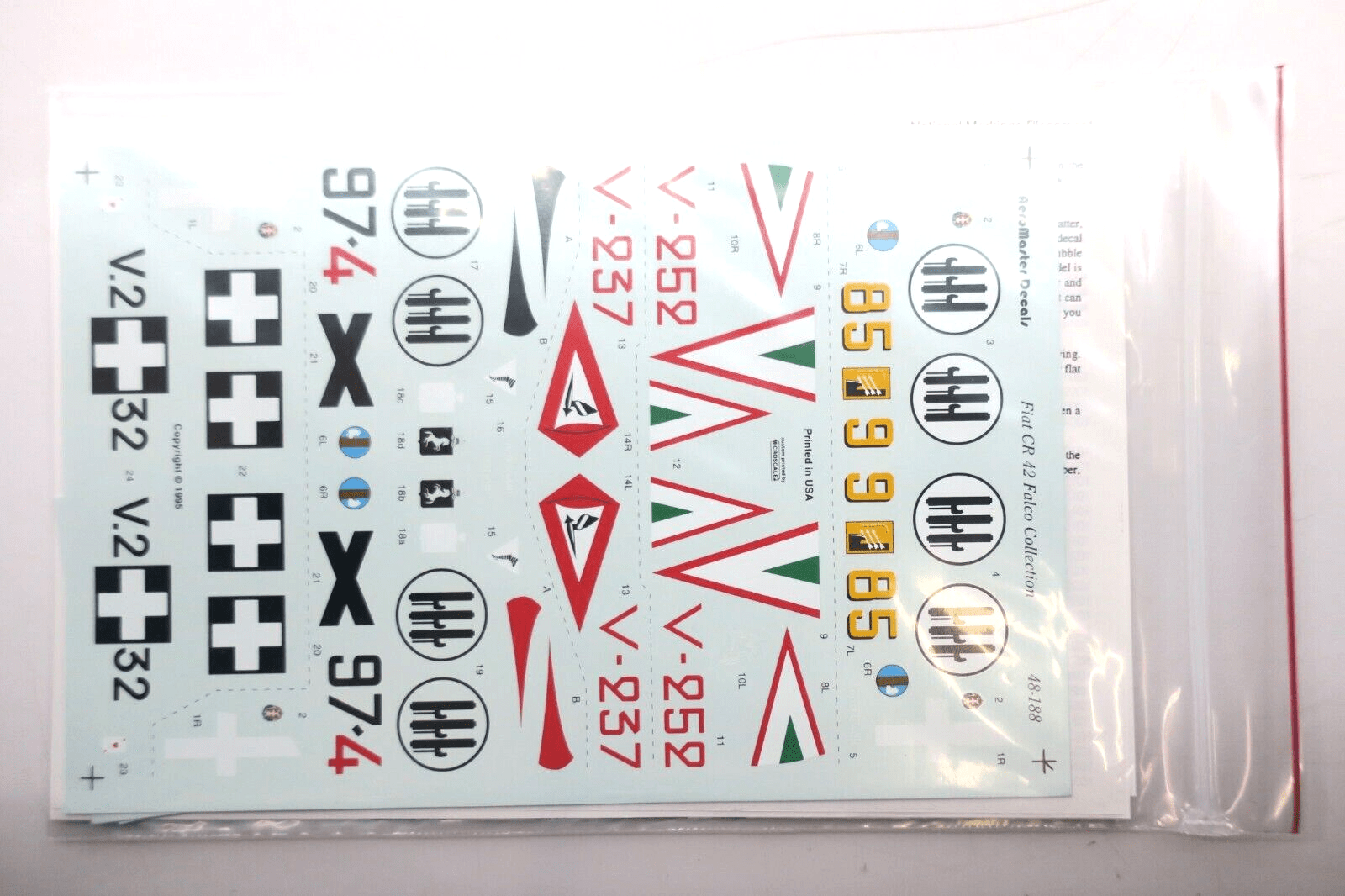 Decal Aeromaster 48-188 Fiat CR 42 Falco 1:48 Italy WWII Italian Biplane Decals - WISE GUYS HOBBIES LLC