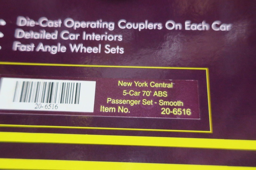 MTH 20-6516 O Gauge New York Central 70' Streamlined Passenger Car Set - WISE GUYS HOBBIES LLC