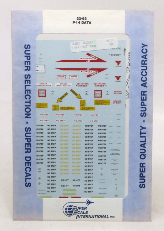 Super Scale International 1/32 F-14 Data Decals 32-63 - WISE GUYS HOBBIES LLC
