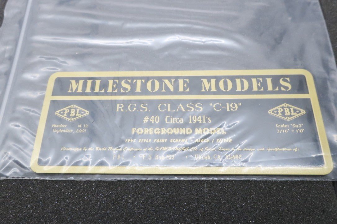 MILESTONE Models Sn3 Brass PBL RGS Class C-19 40 1941 Locomotive Foreground - WISE GUYS HOBBIES LLC