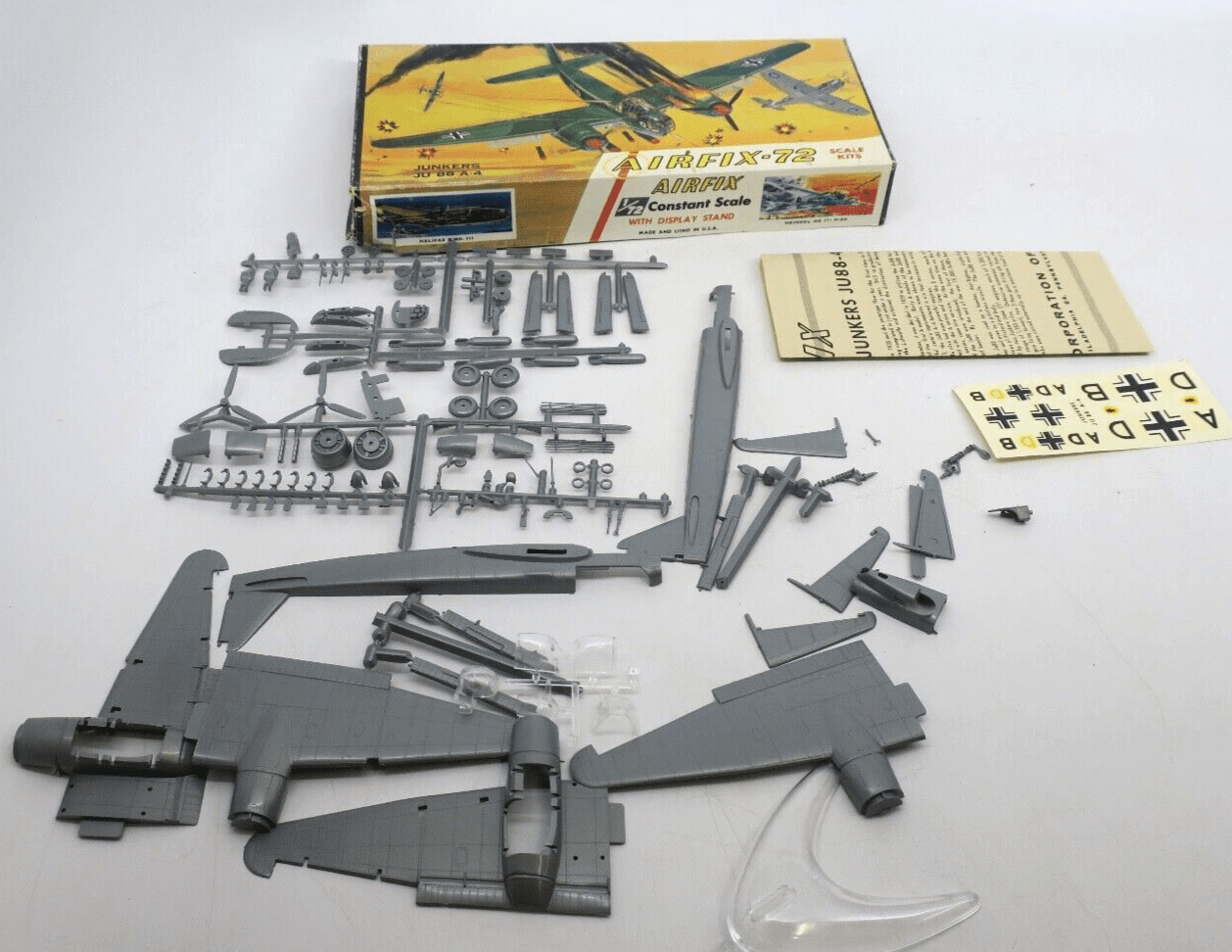 Vintage Airfix 1/72 JU 88 A-4 Junkers Model Kit - WISE GUYS HOBBIES LLC