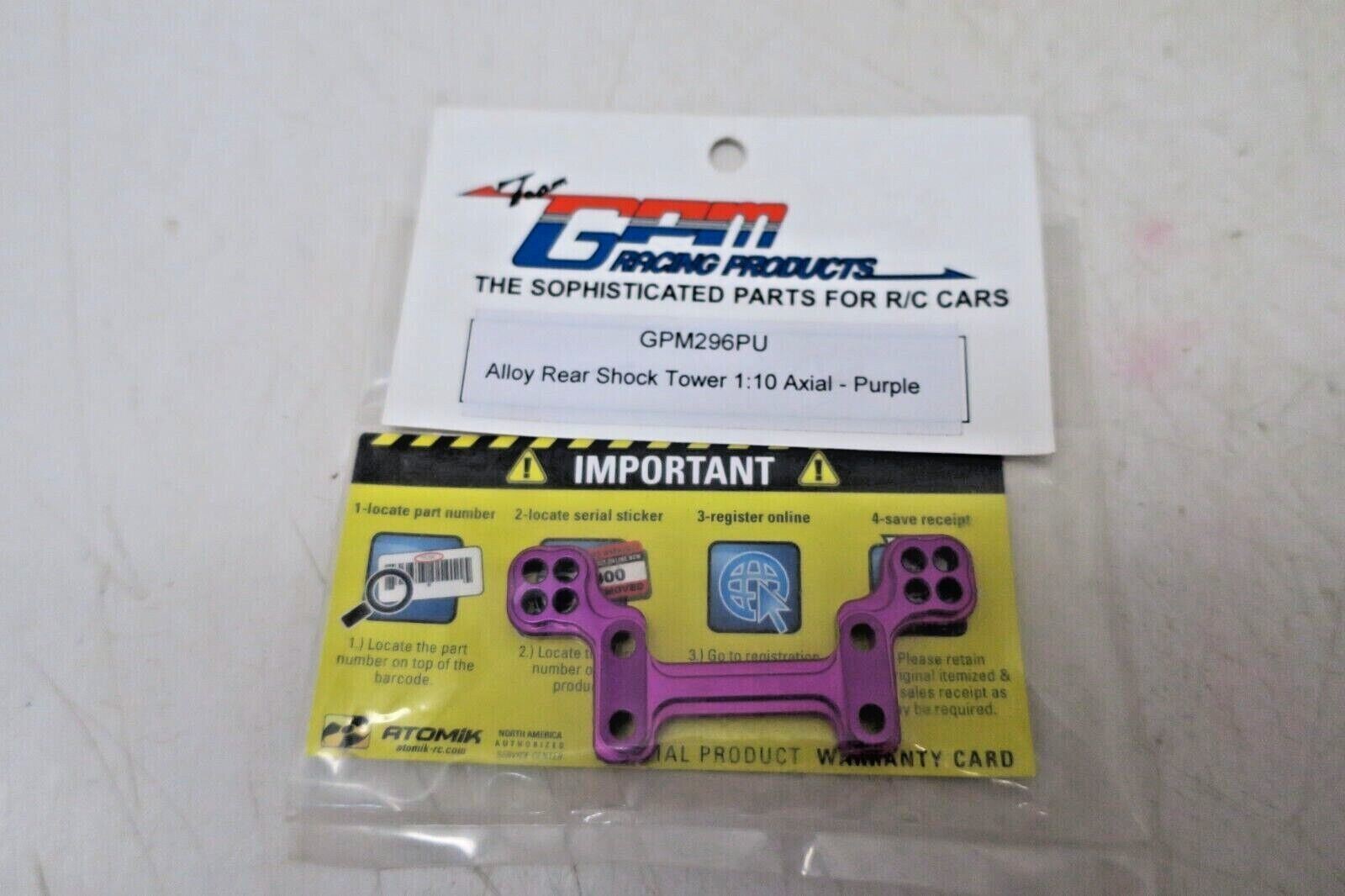 GPM REAR SHOCK TOWER 1:10 AXIAL GPM296PU - WISE GUYS HOBBIES LLC