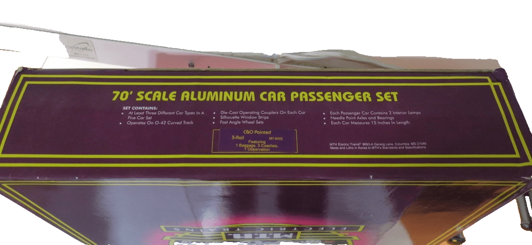MTH MT 20-6502 Chesapeake & Ohio 5 Car 70' Painted Aluminum Passenger Set - WISE GUYS HOBBIES LLC