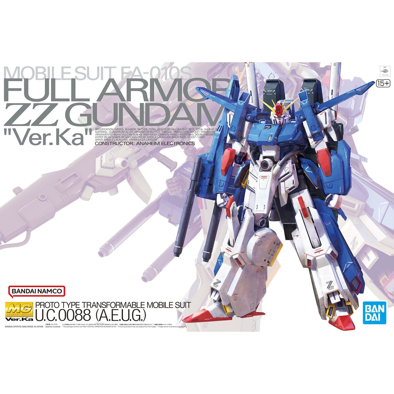 NEW Bandai MG 1/100 Full Armor ZZ Gundam Ver.Ka Model Kit - WISE GUYS HOBBIES LLC