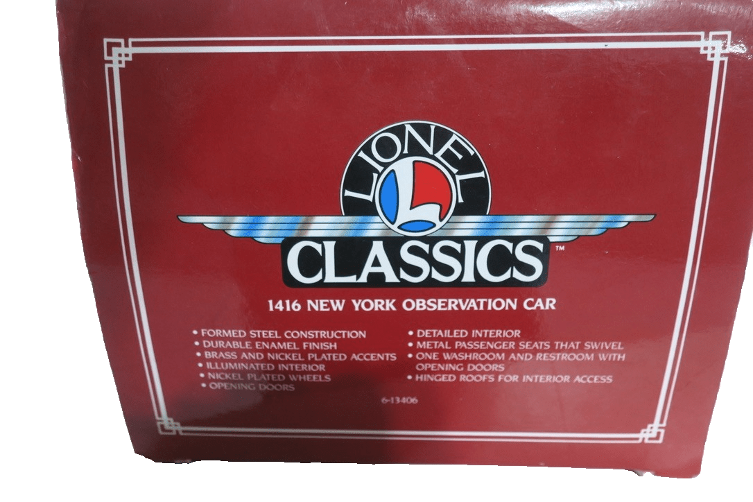 Lionel Classics Standard Gauge NEW YORK OBSERVATION Car 1416 6 - 13406 - WISE GUYS HOBBIES LLC