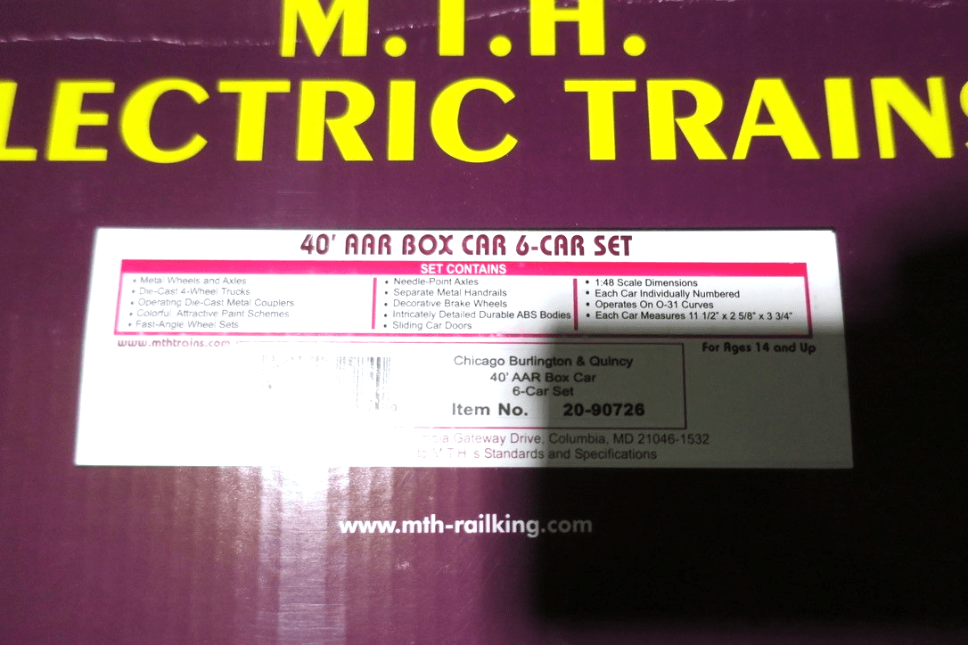 MTH Premier O - scale 6 - Car AAR Boxcar Set - CB&Q "Way of the Zephyrs" MTH20 - 90726 - WISE GUYS HOBBIES LLC