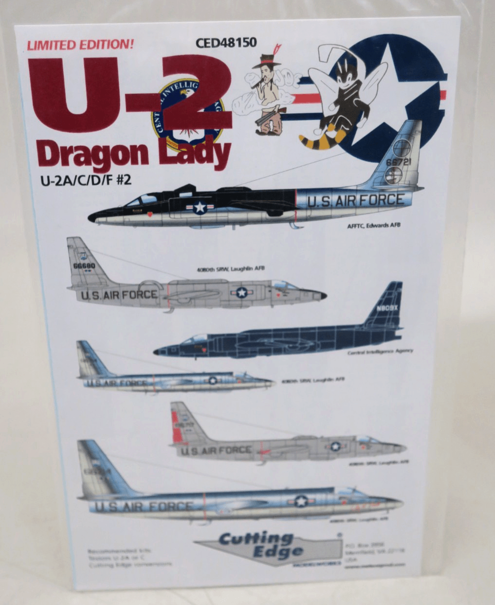 Cutting Edge U - 2 Dragon Lady U - 2A/C/D/F 2 Decals CED48150 - WISE GUYS HOBBIES LLC