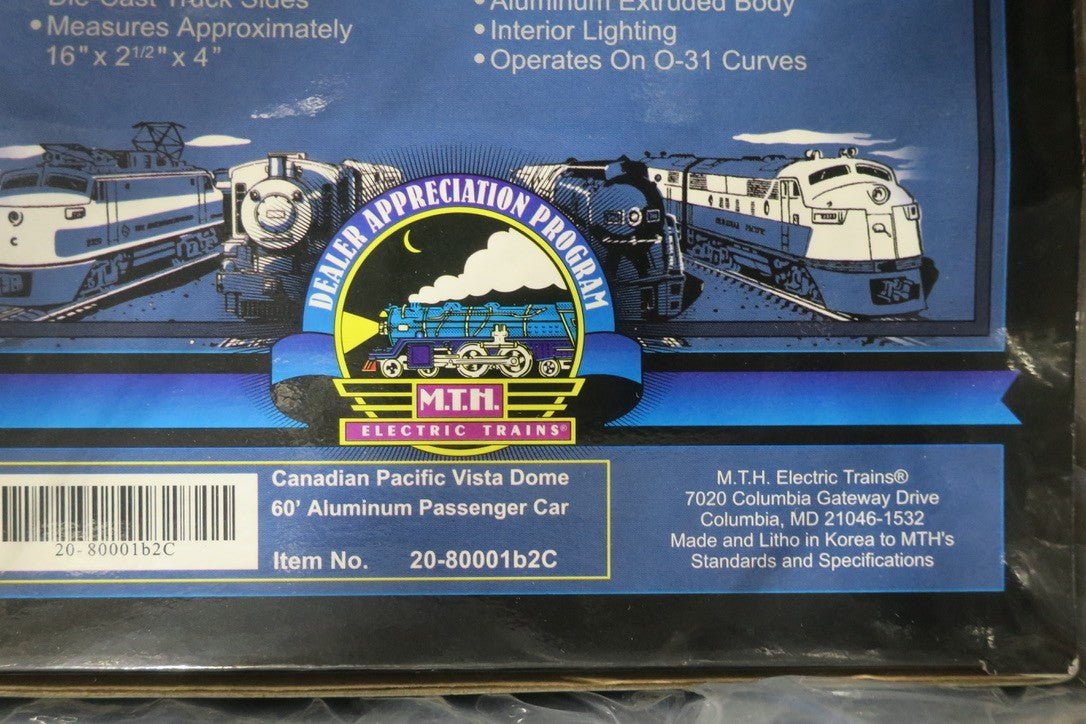 MTH O SCALE DEALER APPRECIATION PROGRAM CANADIAN PACIFIC 20-80001 6 CAR SET NEW - WISE GUYS HOBBIES LLC