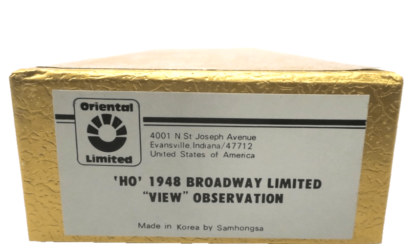 Oriental Limited Brass 1948 PRR Broadway Ltd. View Observation Passenger Car HO - WISE GUYS HOBBIES LLC