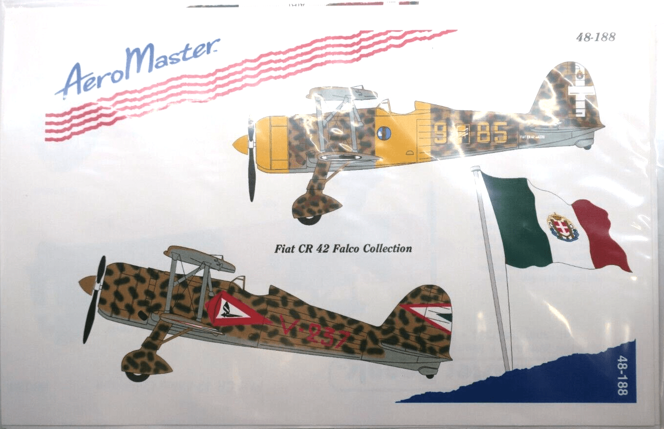 Decal Aeromaster 48-188 Fiat CR 42 Falco 1:48 Italy WWII Italian Biplane Decals - WISE GUYS HOBBIES LLC