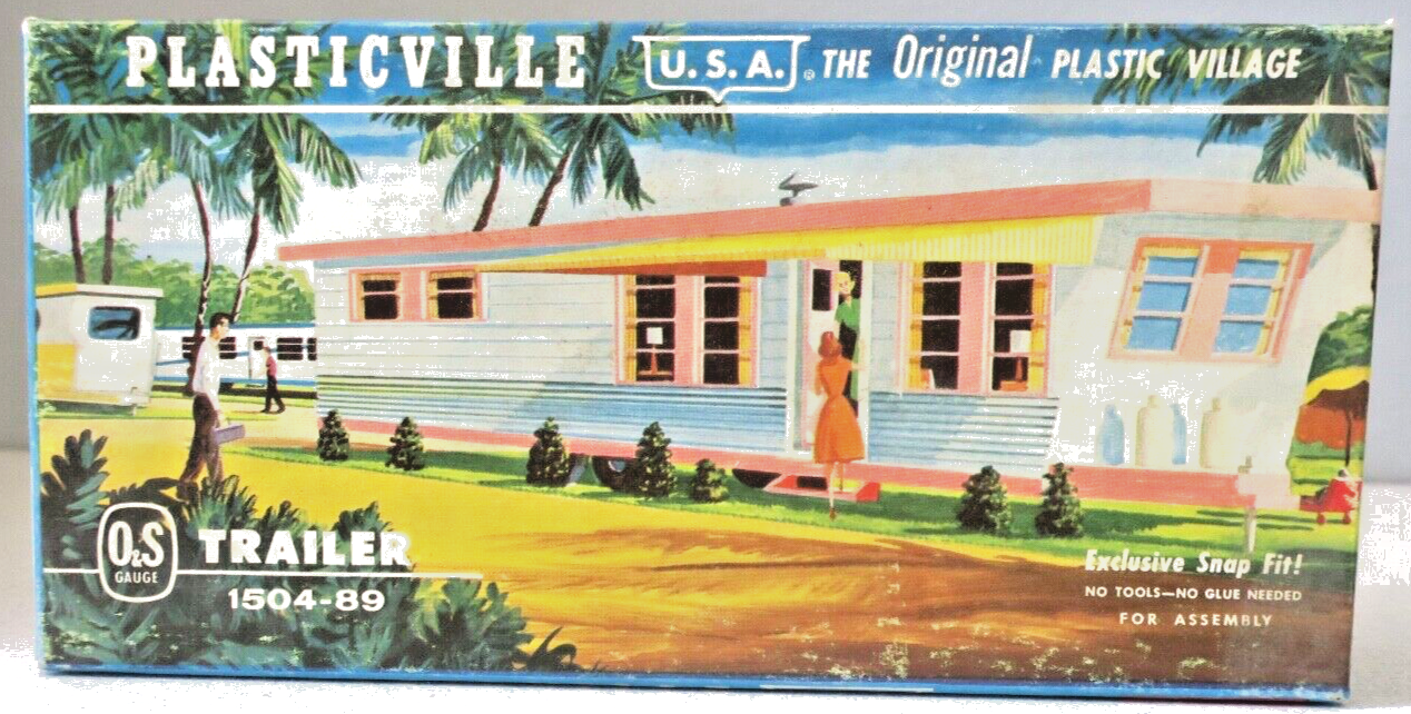 Bachmann Plasticville U.S.A Trailer 1504-89 OS Gauge Turquoise Sides, White Roof - WISE GUYS HOBBIES LLC