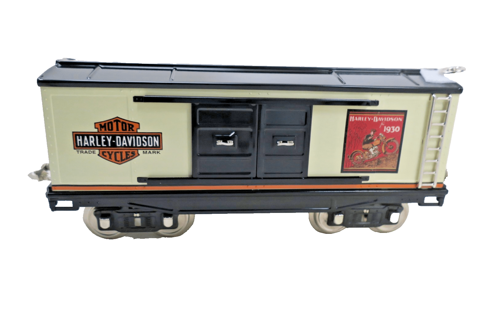MTH Standard Gauge Tinplate Harley Davidson 200 Series Box Car 10-2089 - WISE GUYS HOBBIES LLC