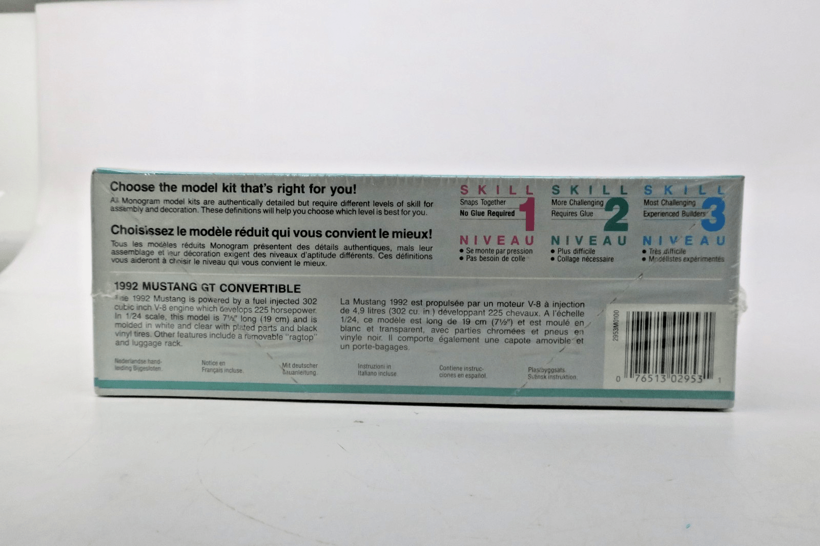 Monogram 1/24 1992 Mustang GT Convertible Plastic Model Kit 2953 SEALED - WISE GUYS HOBBIES LLC