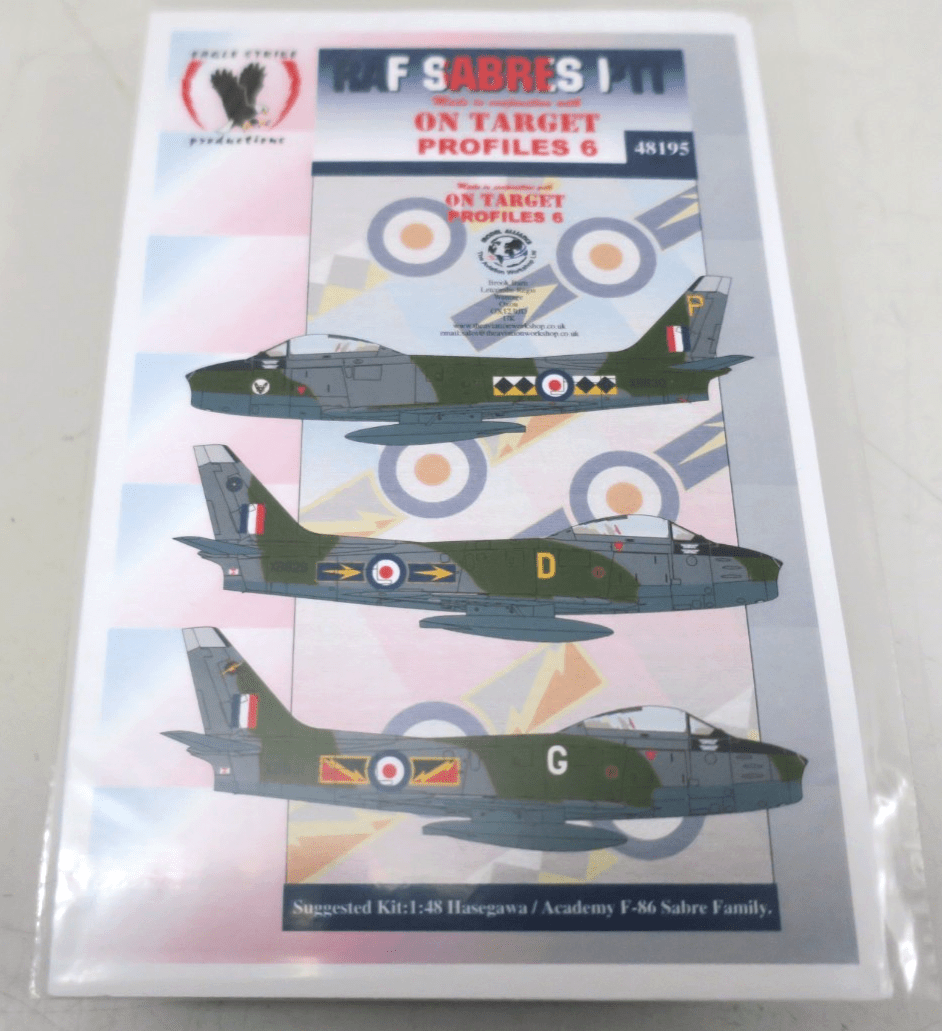 Eagle Strike - RAF Sabres Pt.I On Target Profiles 6 Decals 48195 - WISE GUYS HOBBIES LLC