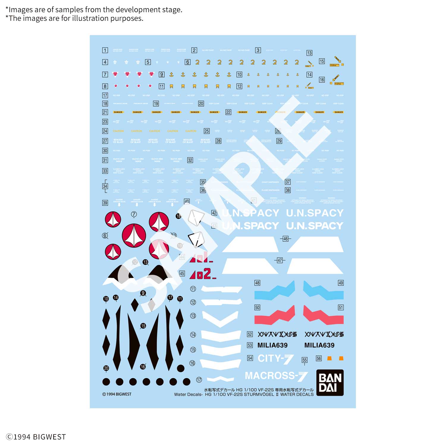 HG 1/100 VF - 22S Sturmvogel II Water Decals - WISE GUYS HOBBIES LLC