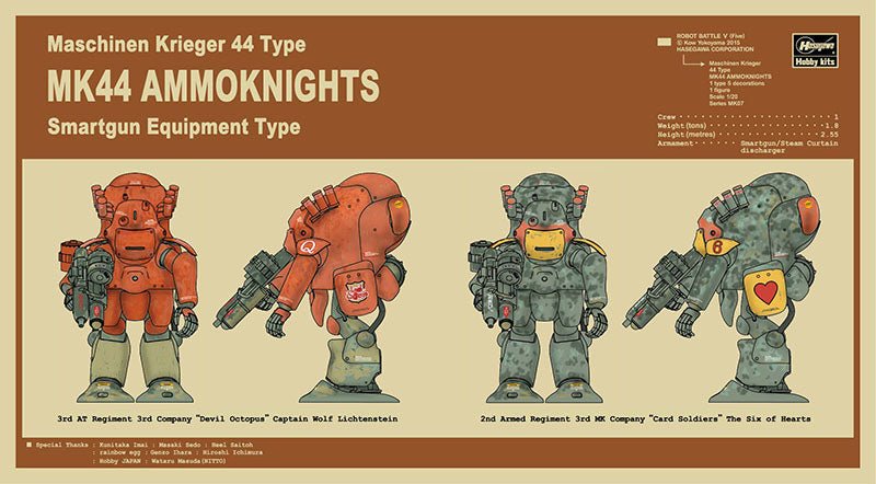 1:20 Robot Battle V (Five) Maschinen Krieger 44 Type Mk44 Ammoknights (Smartgun Equipment Type) Model Kit - WISE GUYS HOBBIES LLC