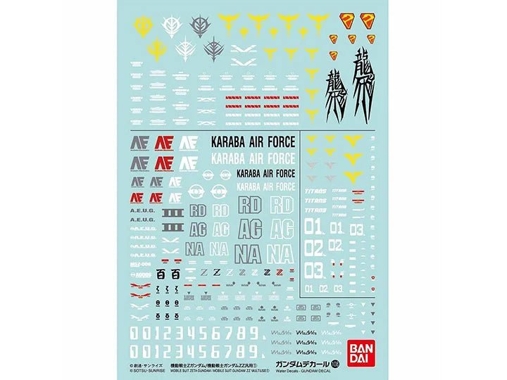 Gundam Decal 108 Mobile Suit Zeta Gundam / Mobile Suit Gundam ZZ Multiuse Set 1 - WISE GUYS HOBBIES LLC
