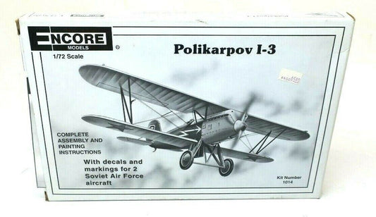 Encore Polikarpov I-3 Soviet Biplane Fighter Model Kit 1014 Scale 1/72