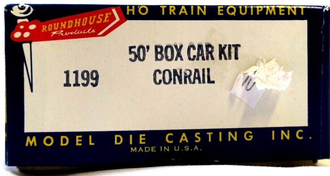 Roundhouse Products HO Scale 50 FT Brown Box Train Car Kit Conrail 1199 - WISE GUYS HOBBIES LLC