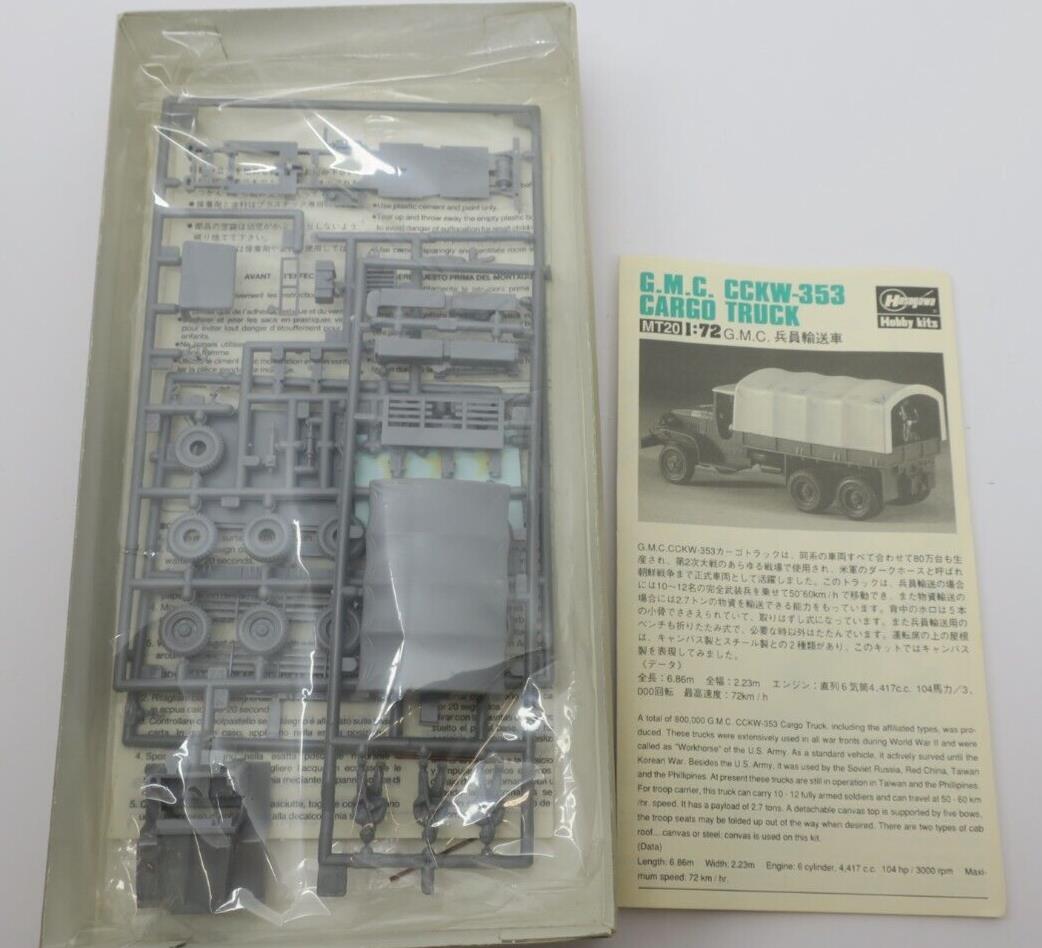 Hasegawa 1/72 GMC CCKW-353 Cargo Truck MT20-500 31120 Model Kit