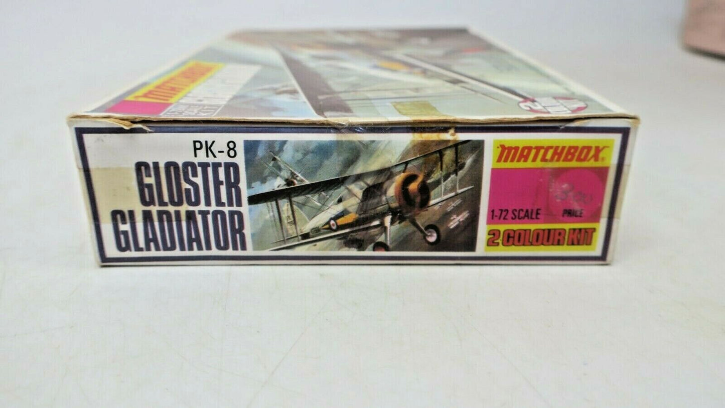 GLOSTER GLADIATOR RAF BIPLANE PLASTIC MODEL KIT MATCHBOX PK-8 1ST EDITION 1972