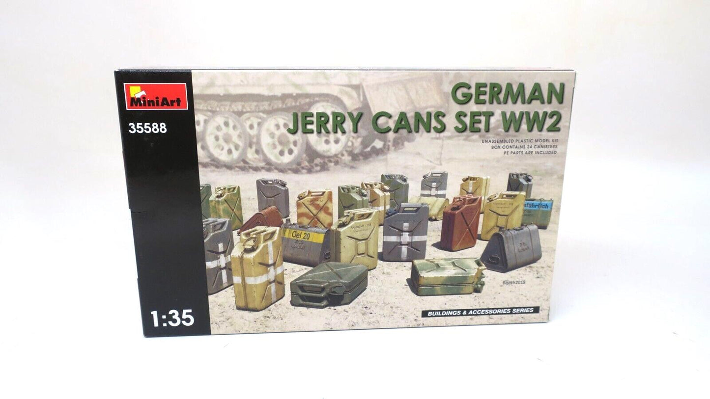 MINIART GERMAN JERRY CANS SET WW2 1/35 SCALE PLASTIC MODEL KIT 35588