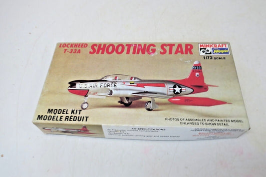 MINICRAFT LOCKHEED T-33A SHOOTING STAR U.S. AIR FORCE MODEL KIT 1/72 #1038