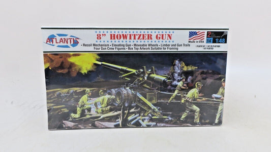 ATLANTIS MODELS 8" HOWITZER US ARMY WWII GUN 1/48 PLASTIC MODEL KIT A307