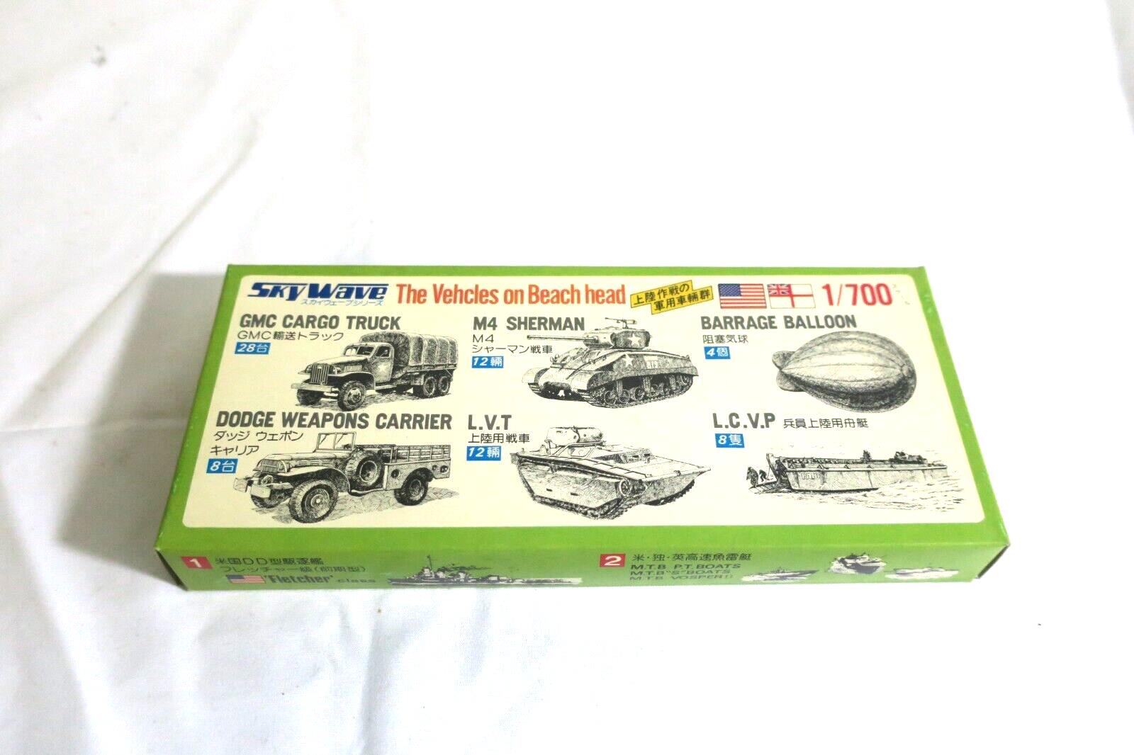 SKYWAVE KIT. WW2. THE VEHICLES ON BEACH HEAD. 1/700 TANKS, TRUCKS, LANDING (F13) - WISE GUYS HOBBIES LLC